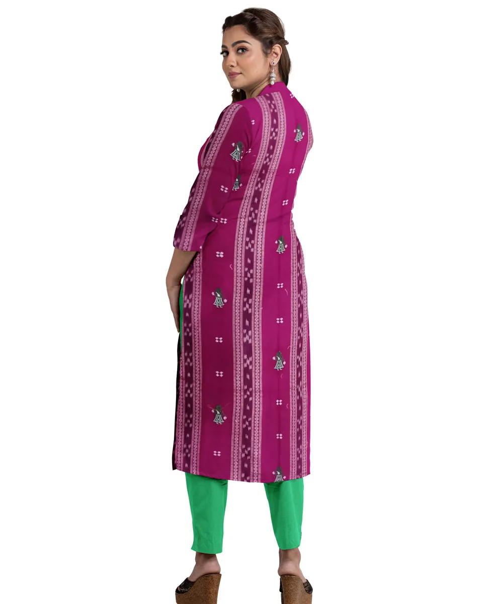 Magenta green handwoven cotton nuapatna dress material