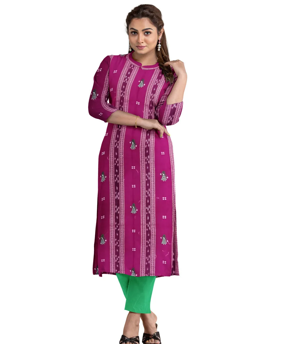 Magenta green handwoven cotton nuapatna dress material