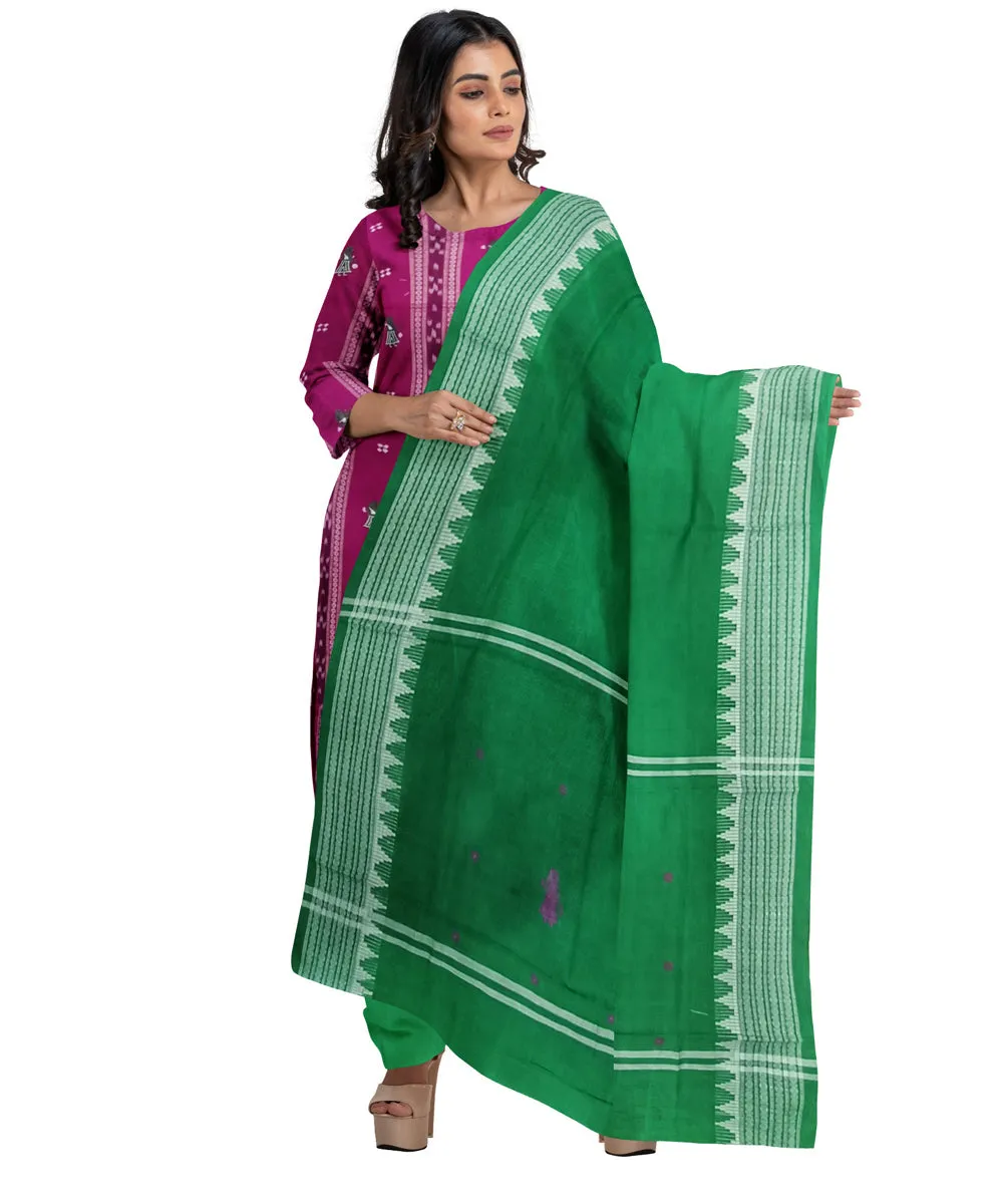 Magenta green handwoven cotton nuapatna dress material