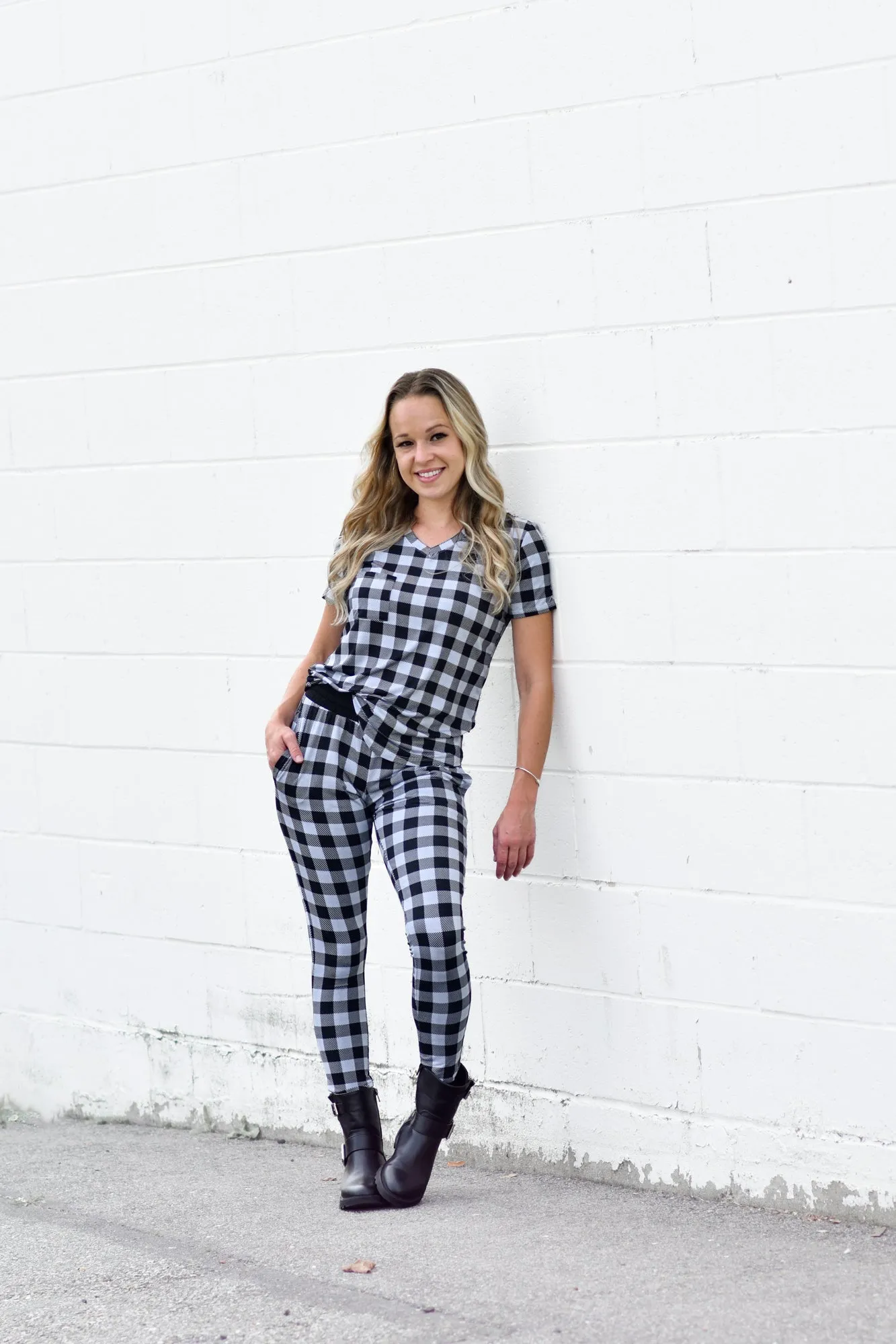 MAMA JOGGERS- Grey Buffalo Plaid