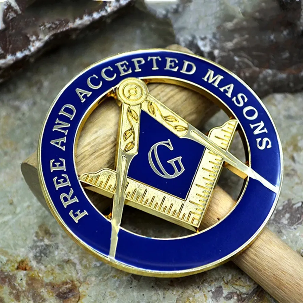 Mason Free and Accepted Car Auto Emblem - 3" Diameter