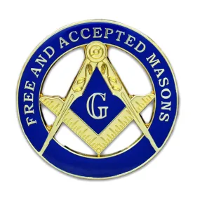 Mason Free and Accepted Car Auto Emblem - 3" Diameter