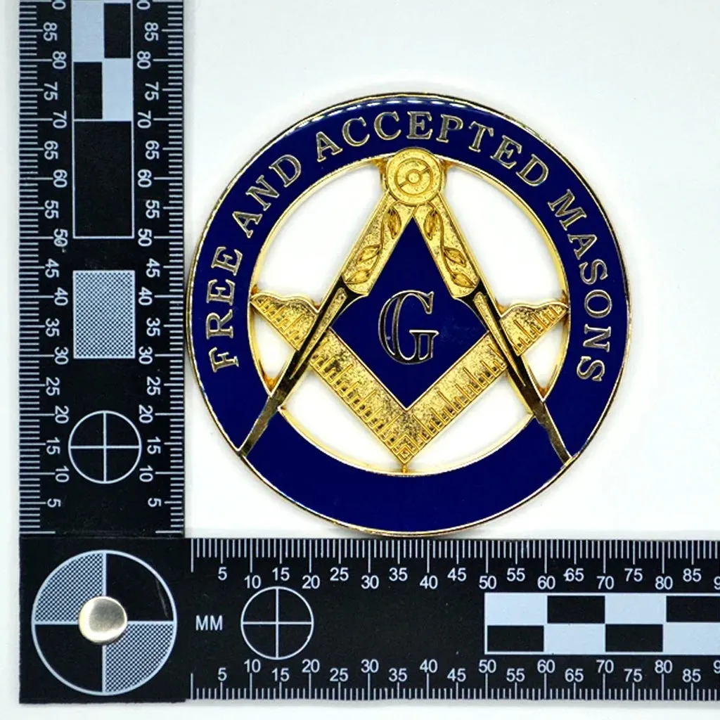 Mason Free and Accepted Car Auto Emblem - 3" Diameter