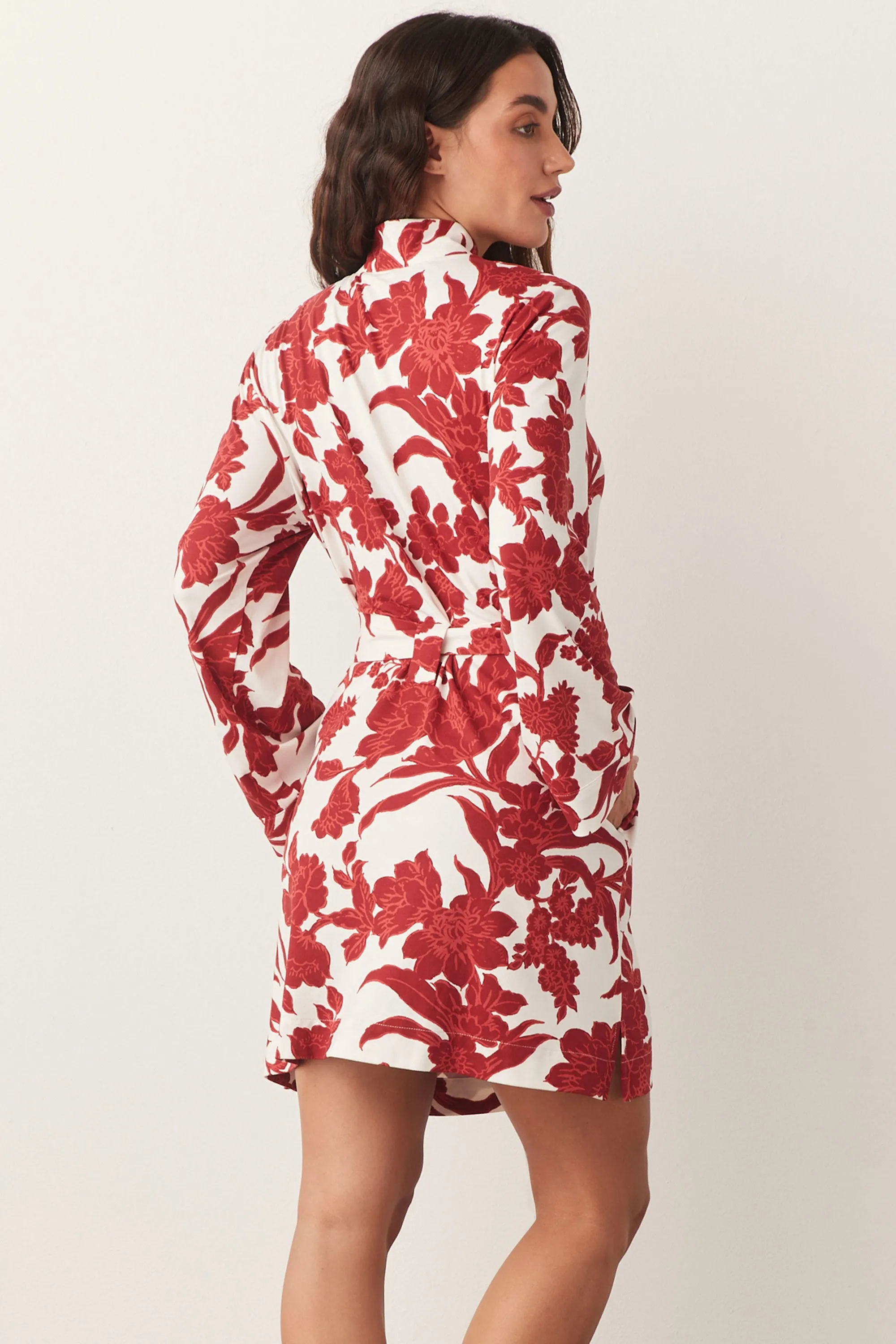 Meadow Classic Short Robe | Scarlet Floral