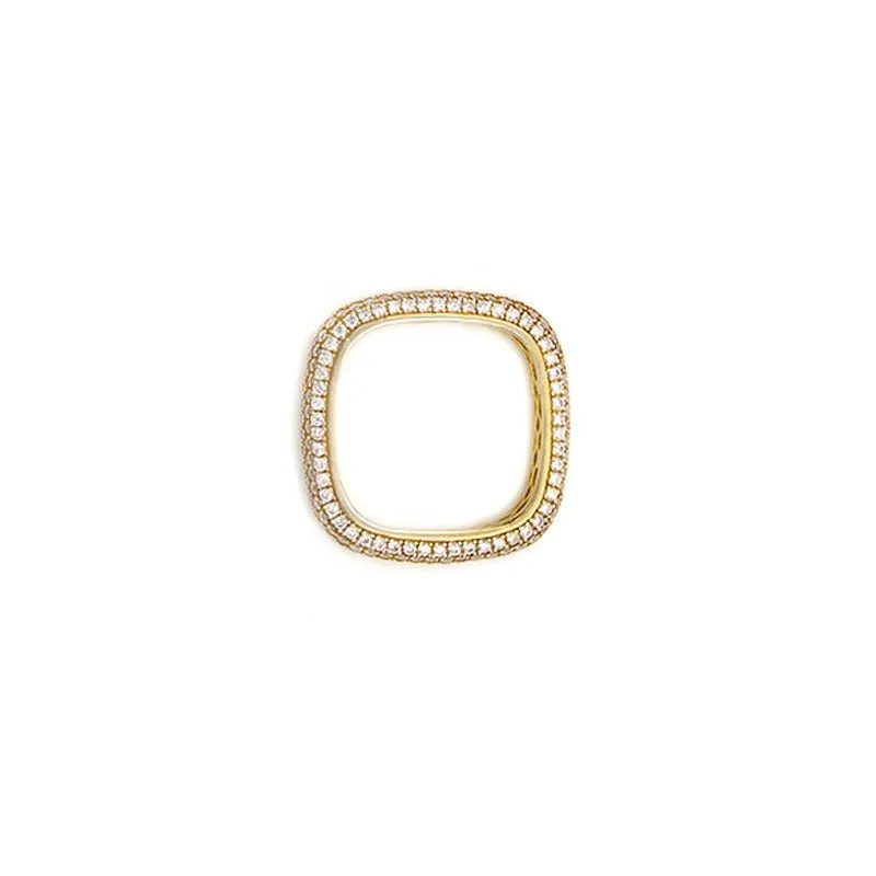 Medium Gold Pave Square Band Ring