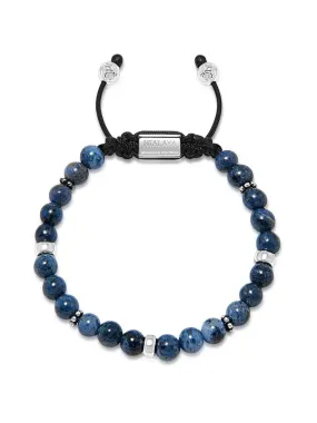 Men's Beaded Bracelet With Blue Dumortierite And Silver