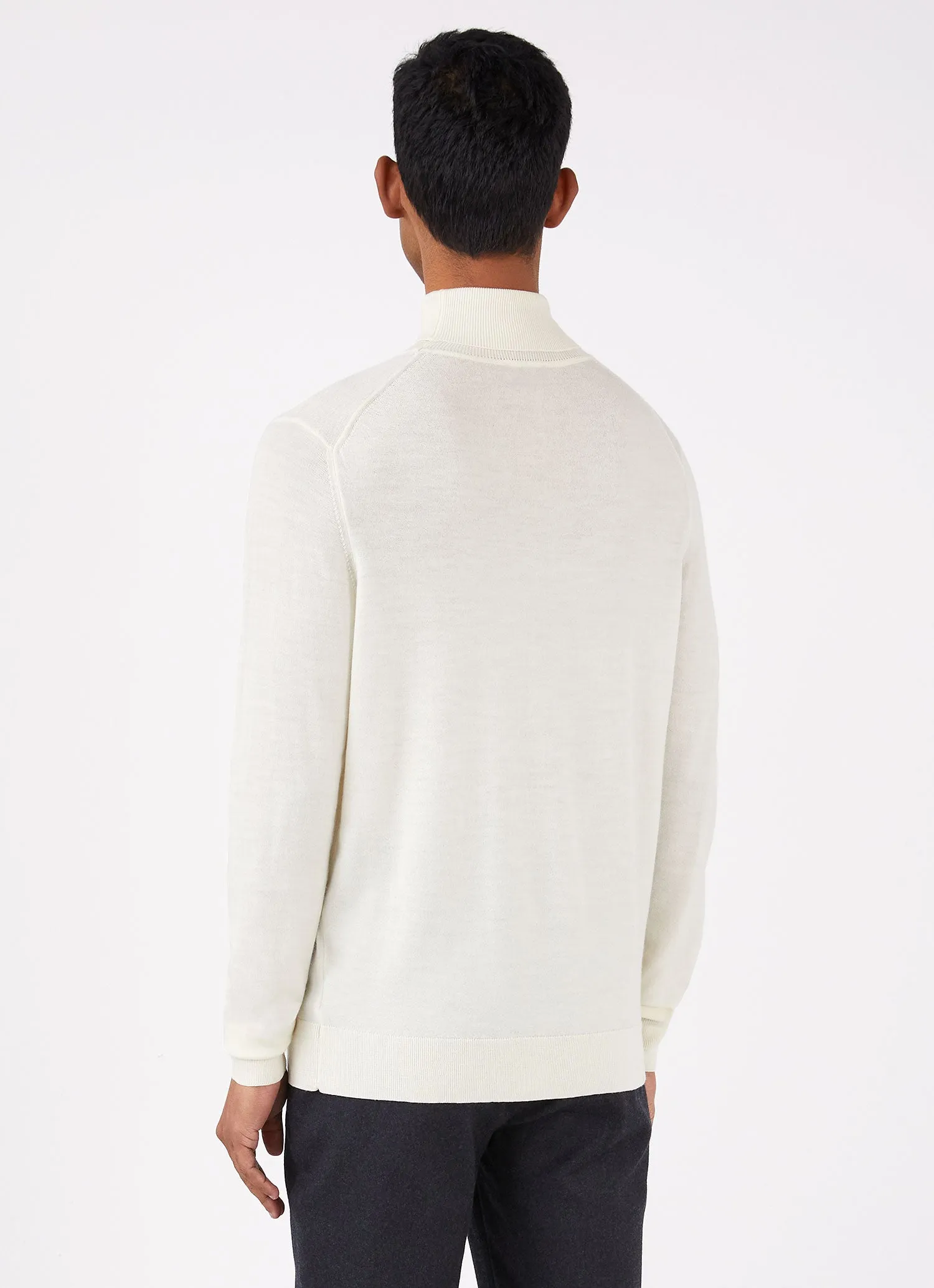 Men's Extra-Fine Merino Roll Neck in Archive White