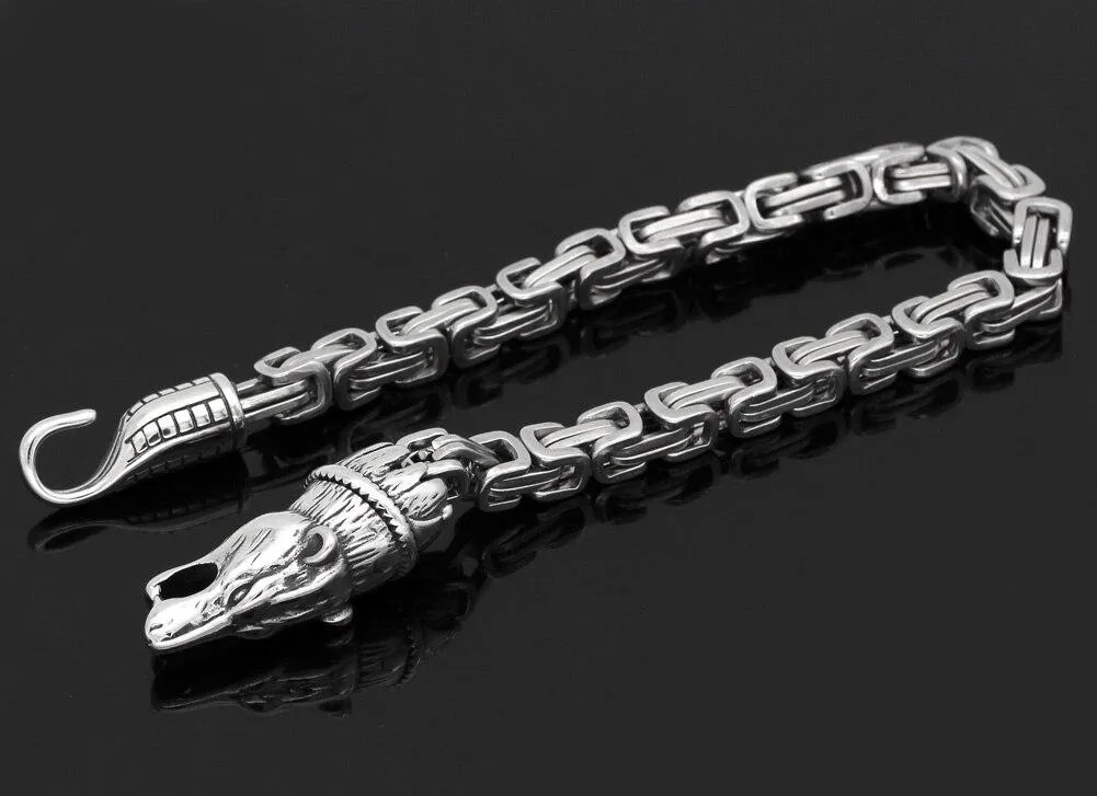 Men's Stainless Steel Nordic Wolf Chain Amulet Bracelet