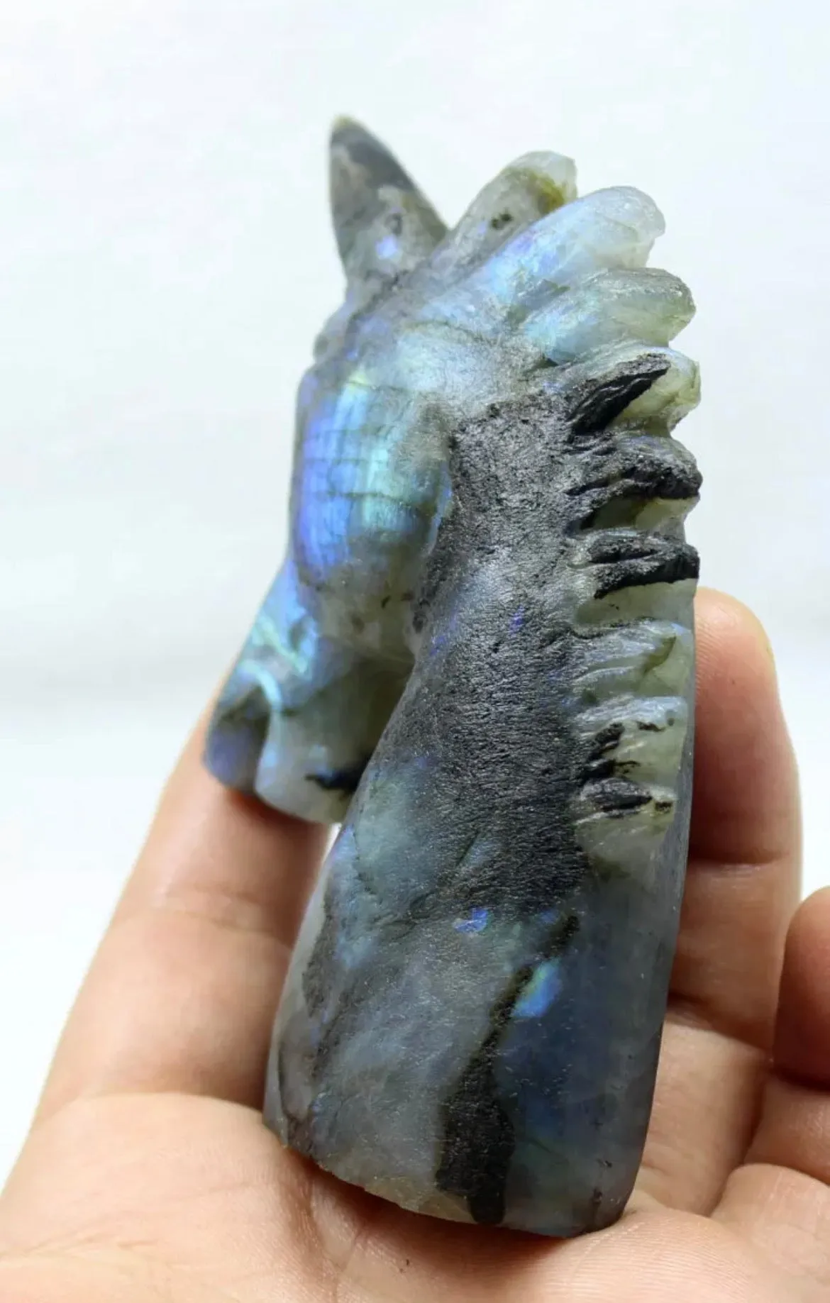 Natural labradorite carved unicorn