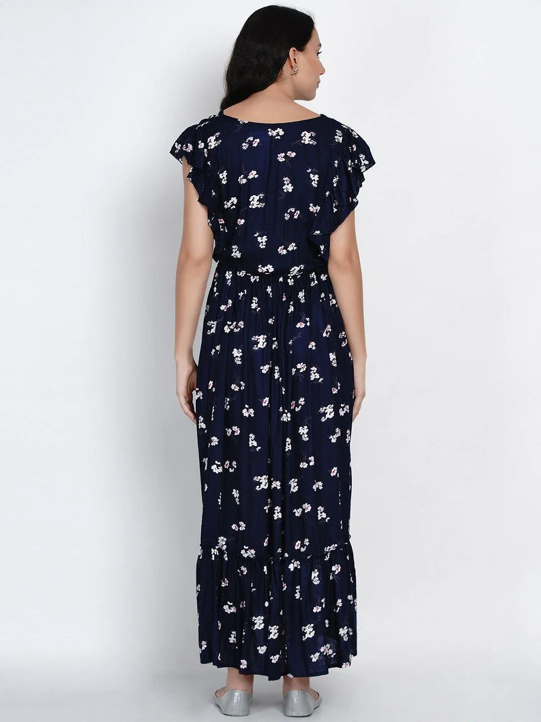 Navy Blue A-line Maternity Dress