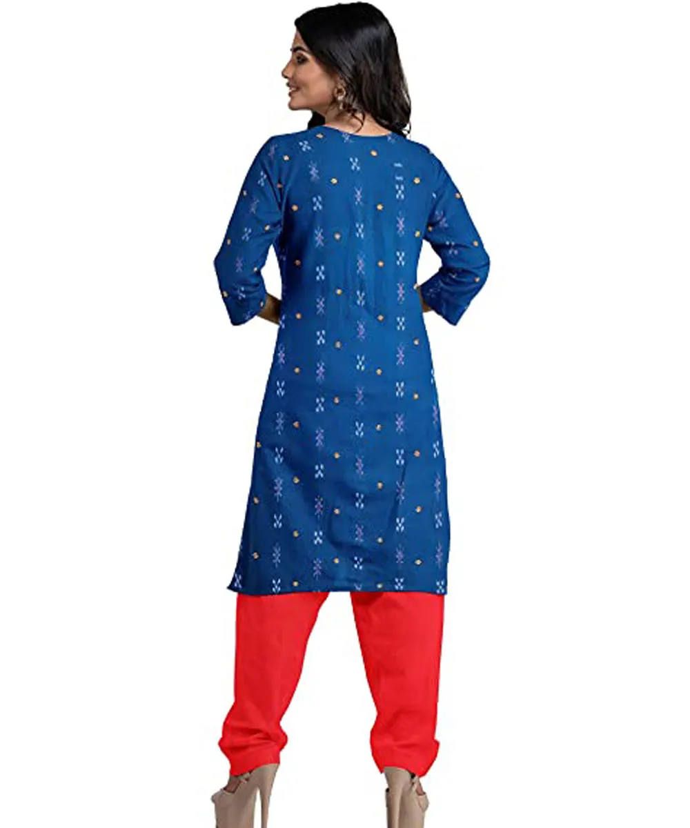 Navy blue handwoven nuapatna cotton dress material