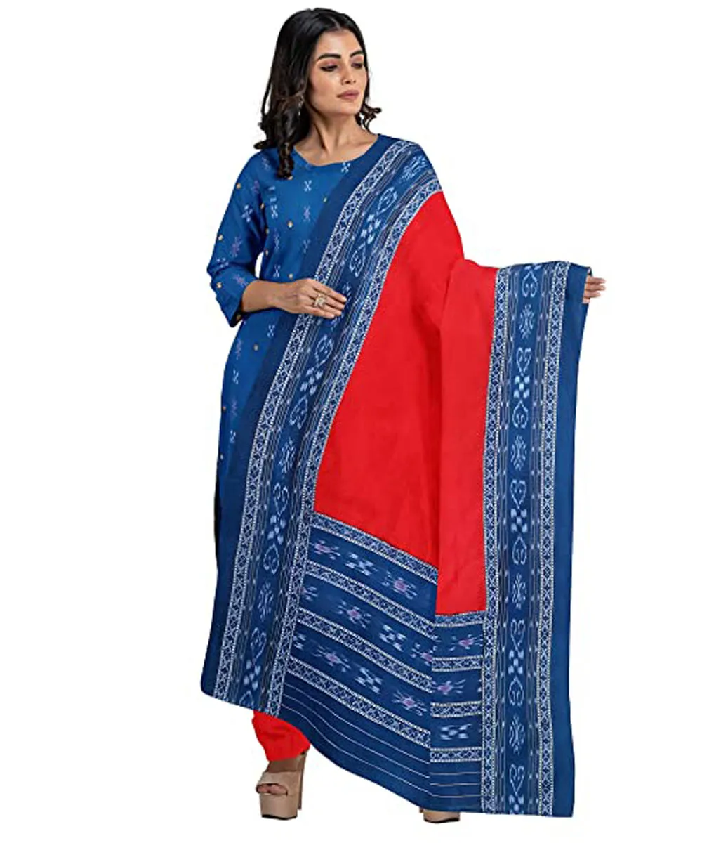 Navy blue handwoven nuapatna cotton dress material