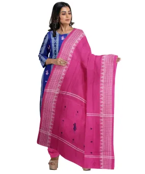 Navy blue magenta handwoven cotton nuapatna dress material