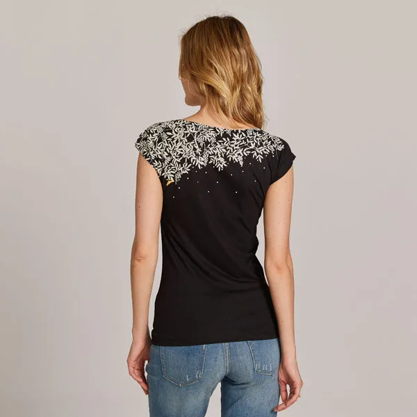 NEW! Lace Bamboo T-Shirt in Black by Umsteigen