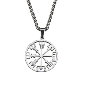 Nordic Helm of Awe Stainless Steel Pendant with Link Chain Necklace