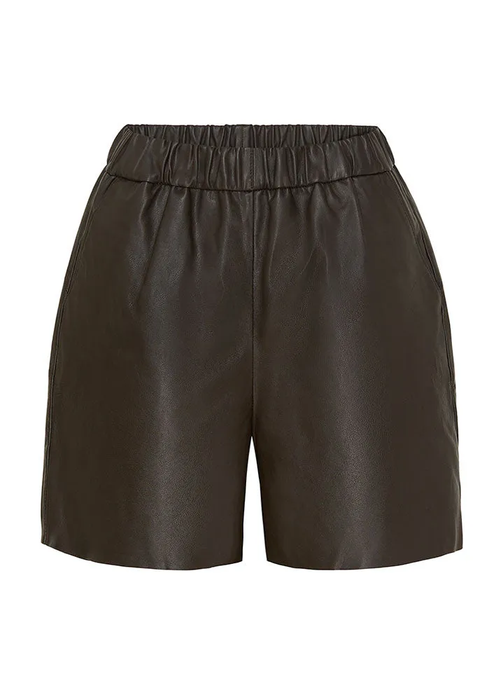 Notyz Leather Shorts 11193 Skindshorts - Dark Chocolate Brown