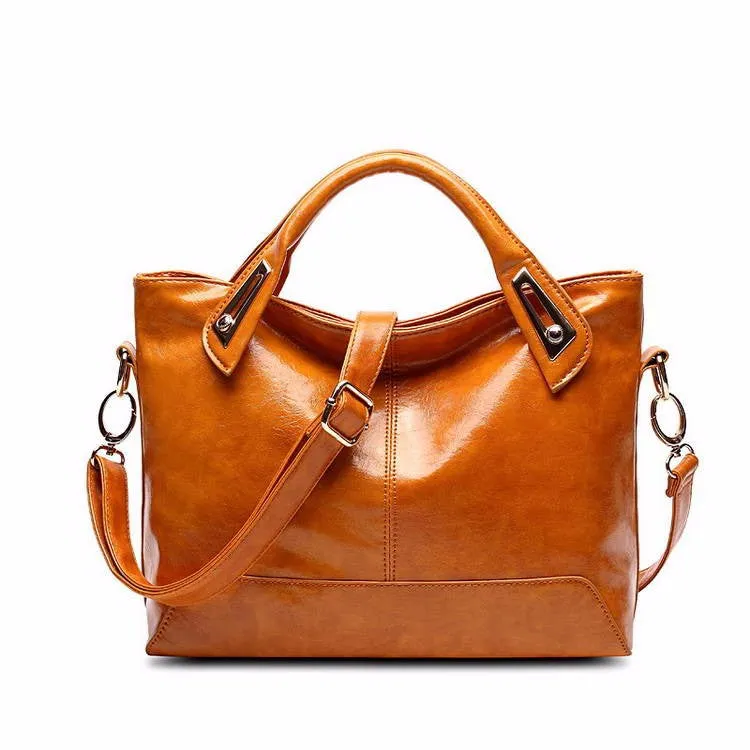 Oil Wax PU Leather Tote Bag, Shoulder Bag and Handbag