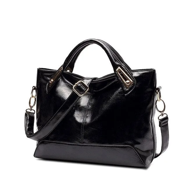 Oil Wax PU Leather Tote Bag, Shoulder Bag and Handbag