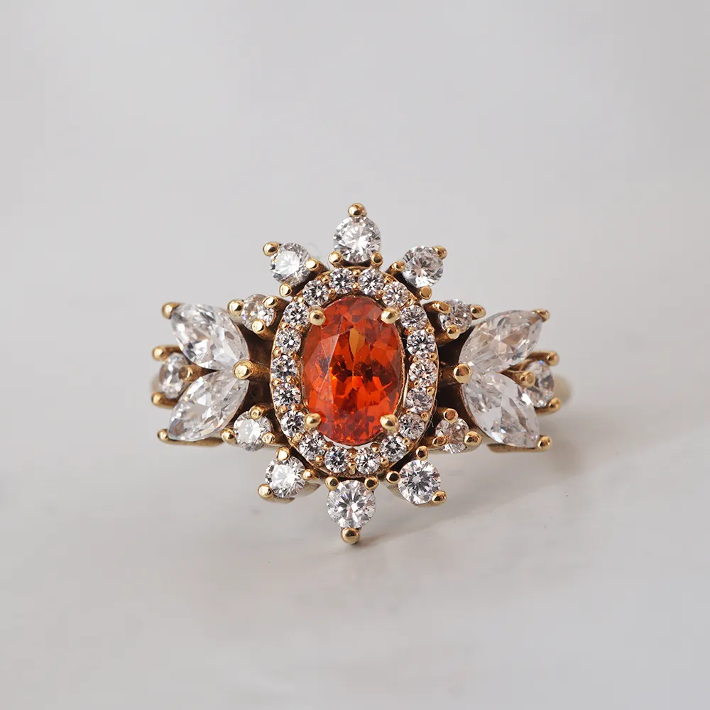 One Of A Kind: Fanta Orange Spessartite Garnet Coco Diamond Ring in 14K and 18K Gold