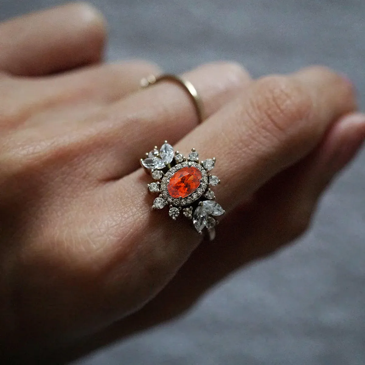 One Of A Kind: Fanta Orange Spessartite Garnet Coco Diamond Ring in 14K and 18K Gold