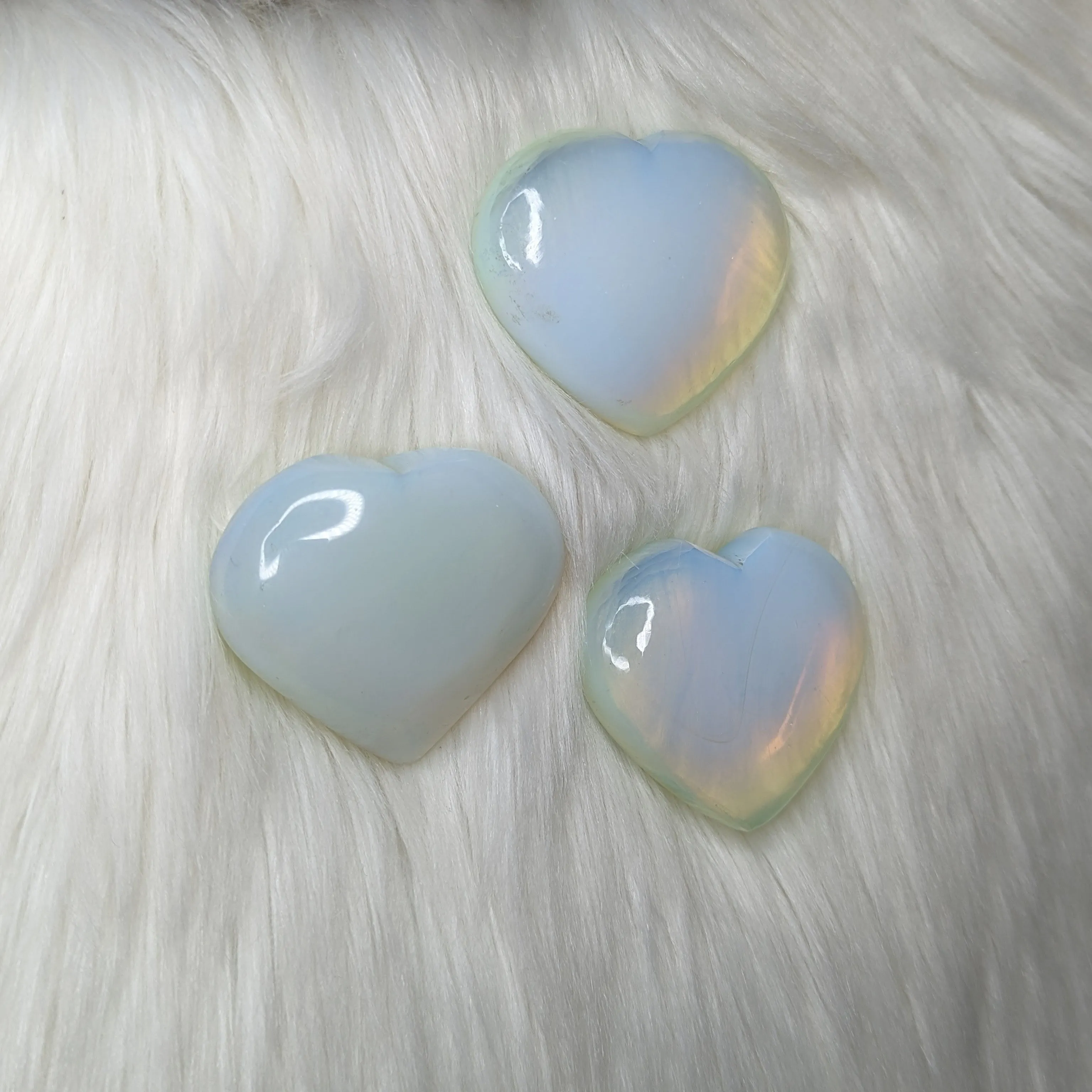 Opalite Glass Heart Carving