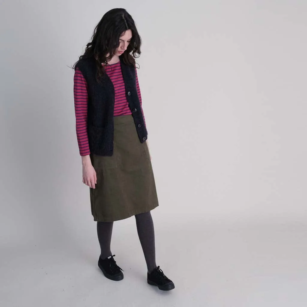 Orla Cotton Cord Skirt | Olive