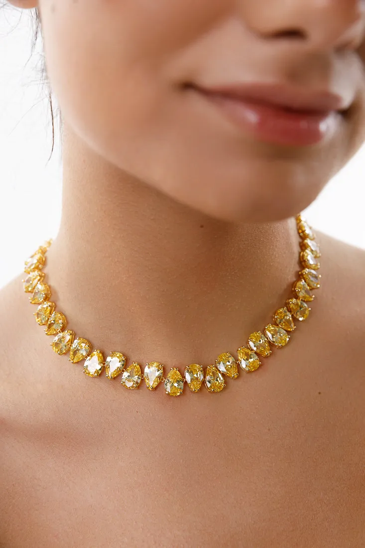 PEAR SHAPE TENNIS NECKLACE YELLOW SAPPHIRE