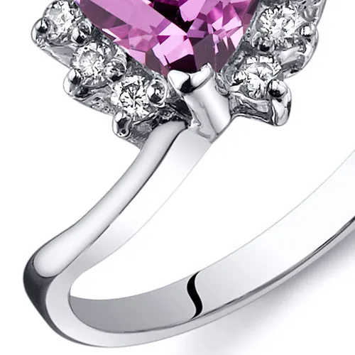 Pink Sapphire Trillion Sterling Silver Ring Size 7