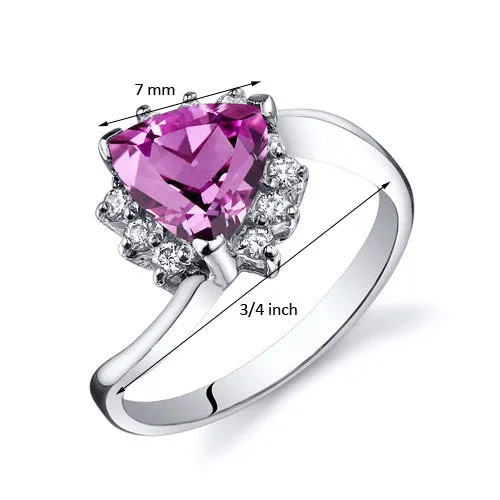 Pink Sapphire Trillion Sterling Silver Ring Size 7