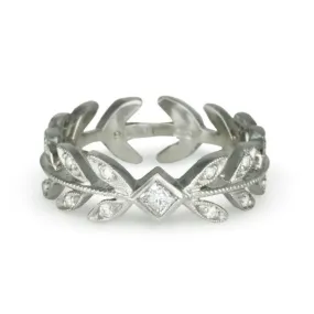 Platinum and Diamond Wheat Ring