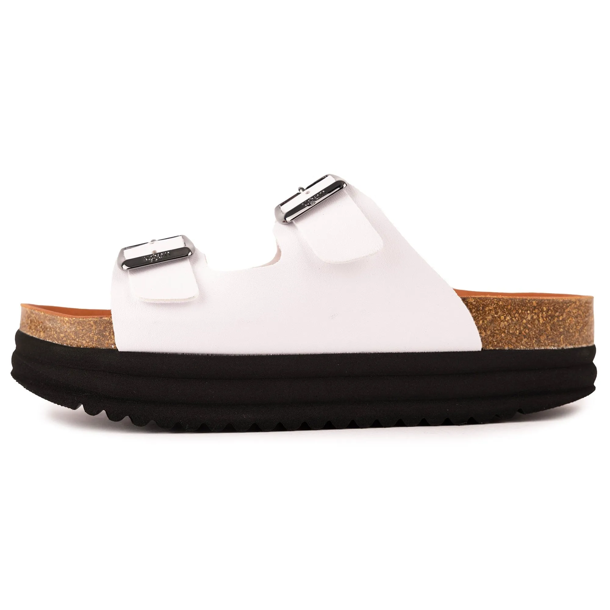 Plum Women's Vegan Footbed Sandals | White