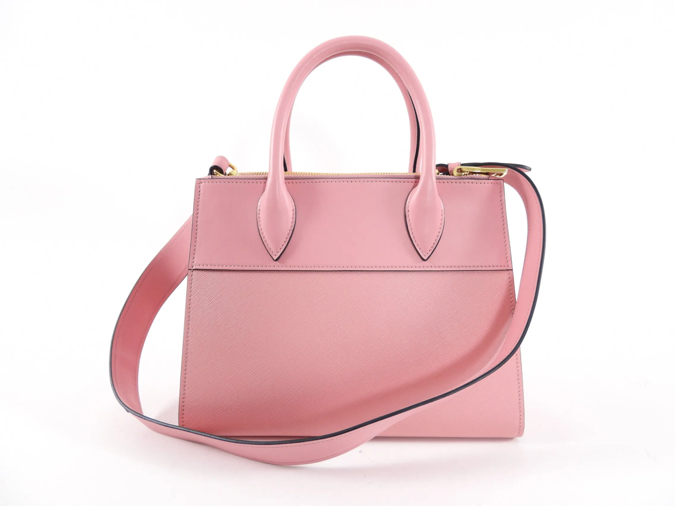 Prada Pink Petalo Saffiano Leather City Tote Bag