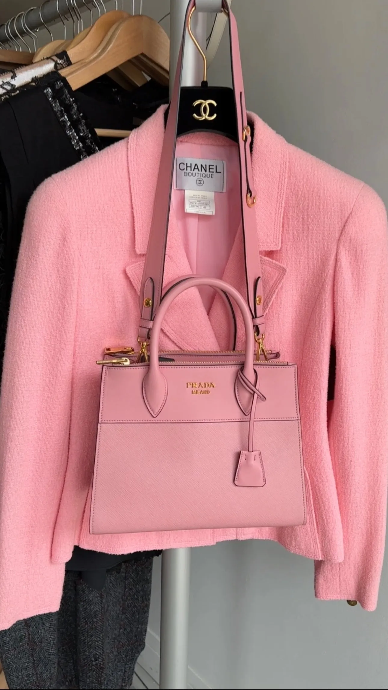 Prada Pink Petalo Saffiano Leather City Tote Bag