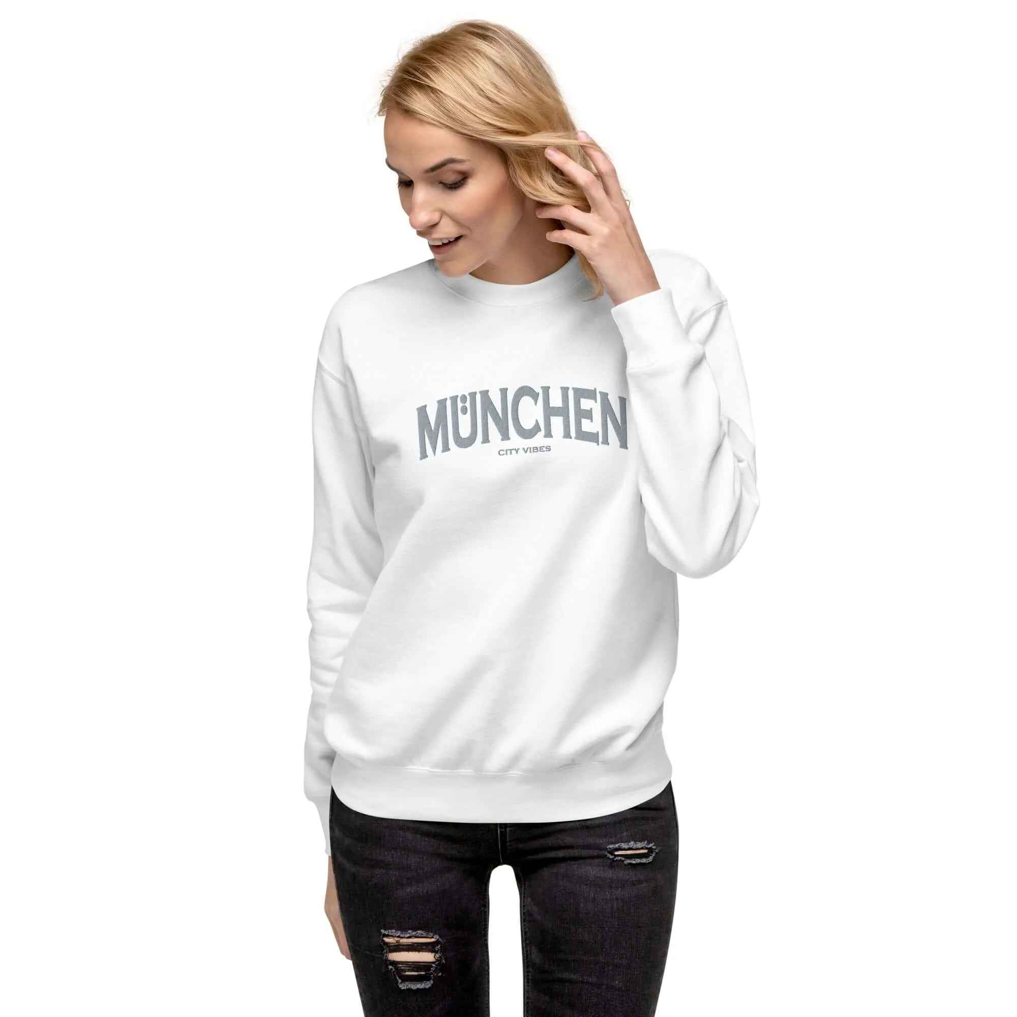 Premium Sweatshirt MÜNCHEN (Weiß/Grau)