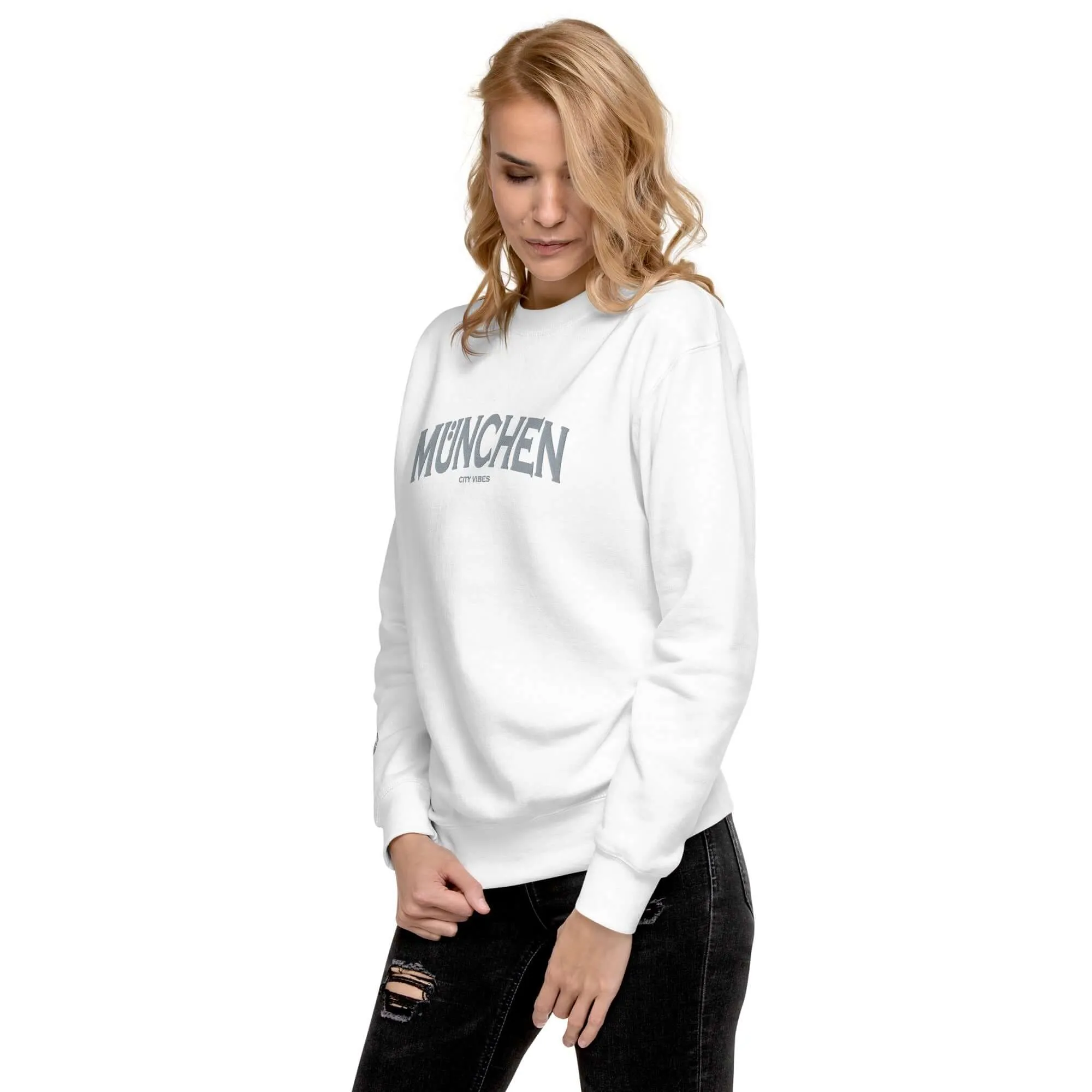 Premium Sweatshirt MÜNCHEN (Weiß/Grau)