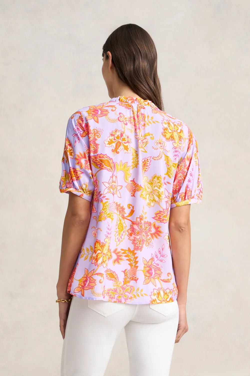 Printed Frill Neck Blouse