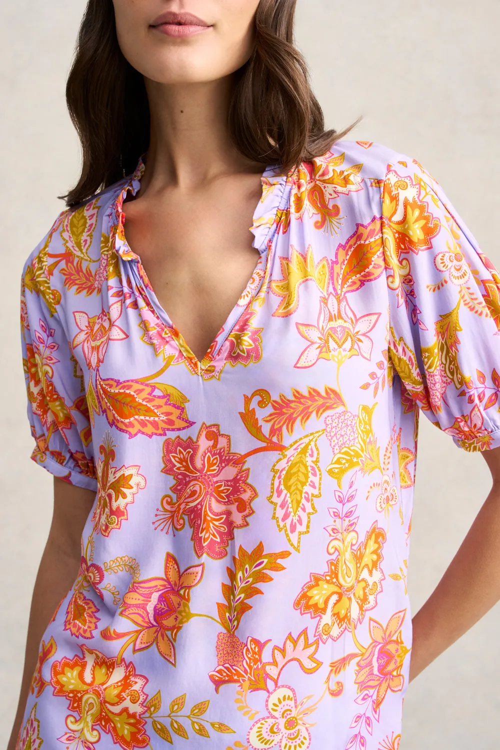 Printed Frill Neck Blouse