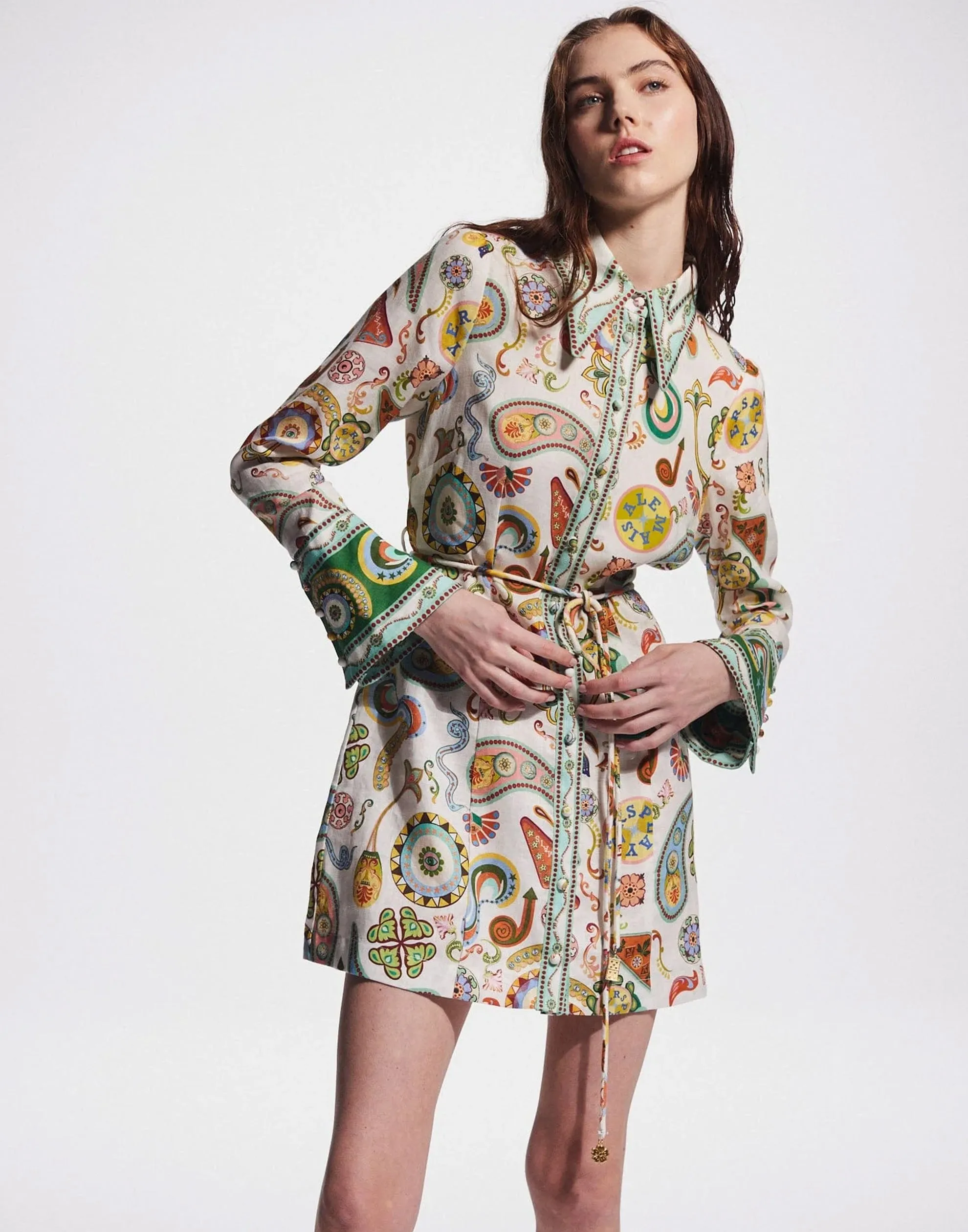 Printed Linen Arcade Mini Dress