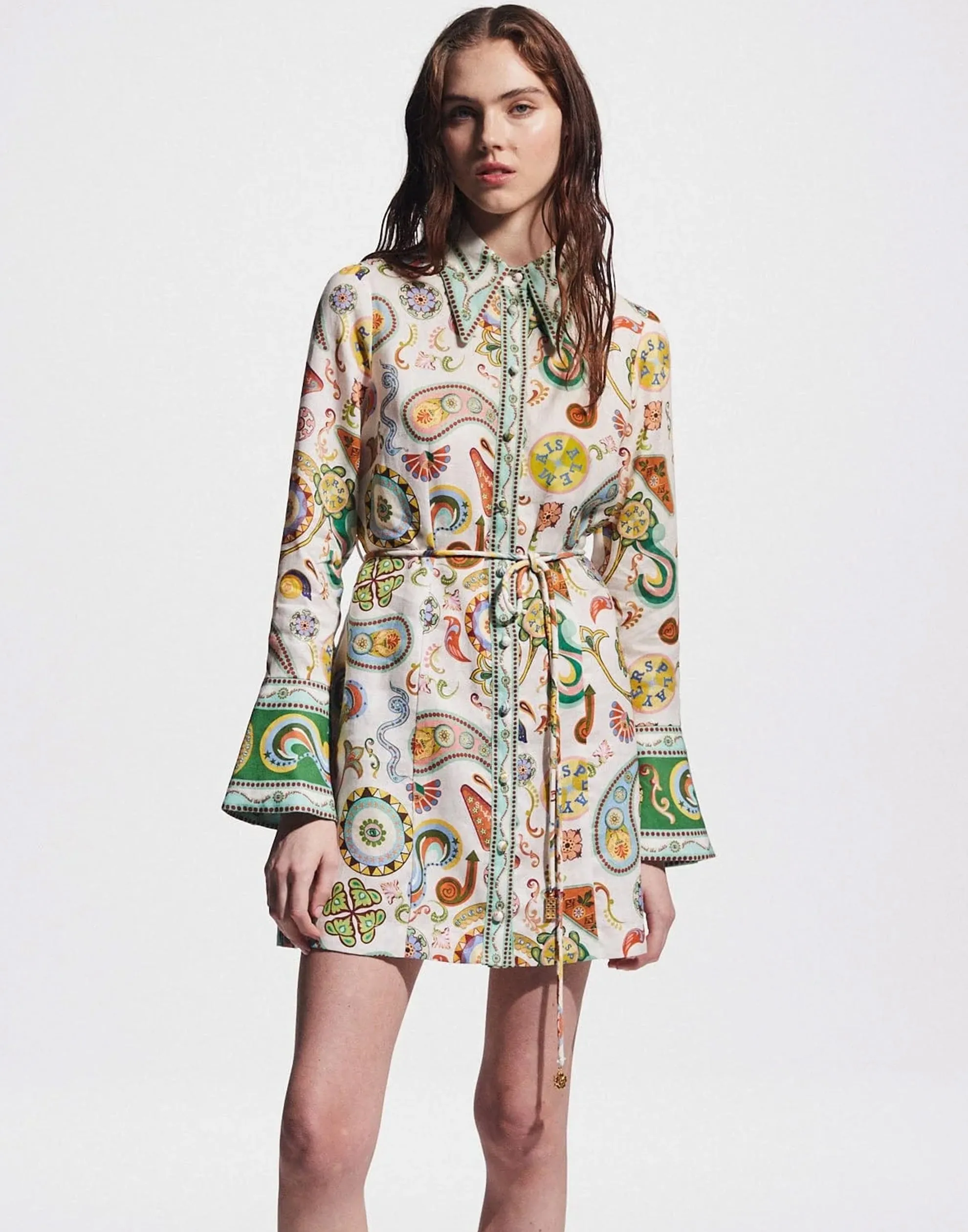 Printed Linen Arcade Mini Dress