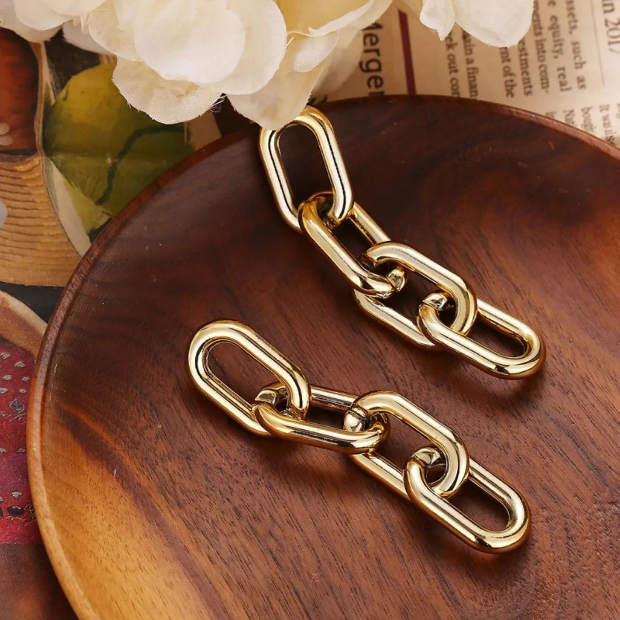 Punk Bamboo Golden Metal Buckle Drop Dangle Earrings