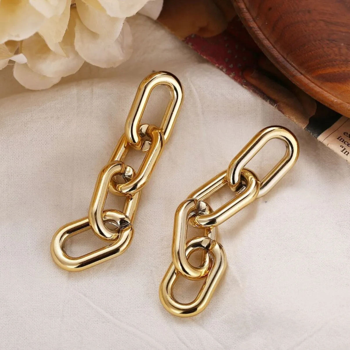 Punk Bamboo Golden Metal Buckle Drop Dangle Earrings