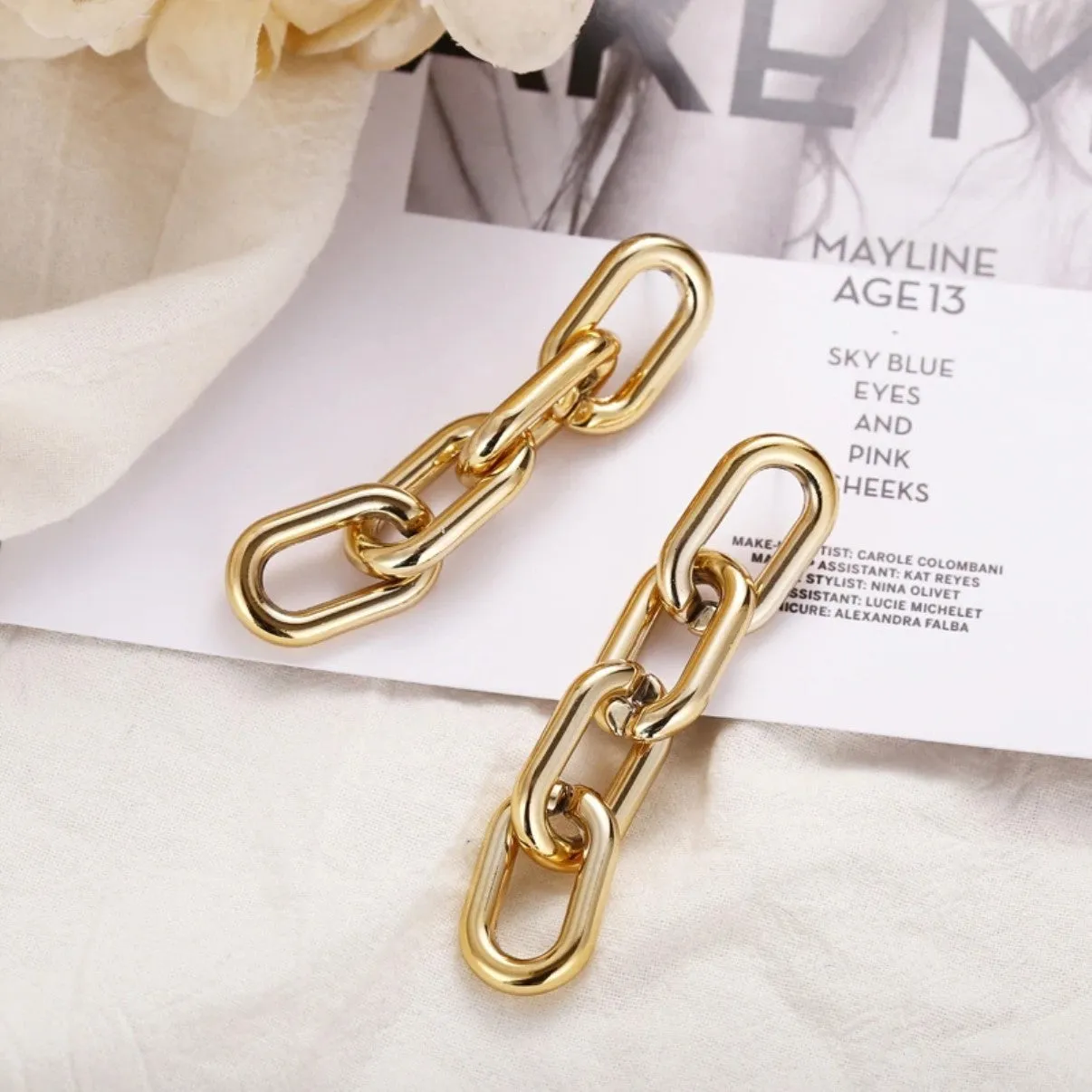 Punk Bamboo Golden Metal Buckle Drop Dangle Earrings