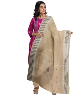 Purple beige handwoven cotton nuapatna dress material