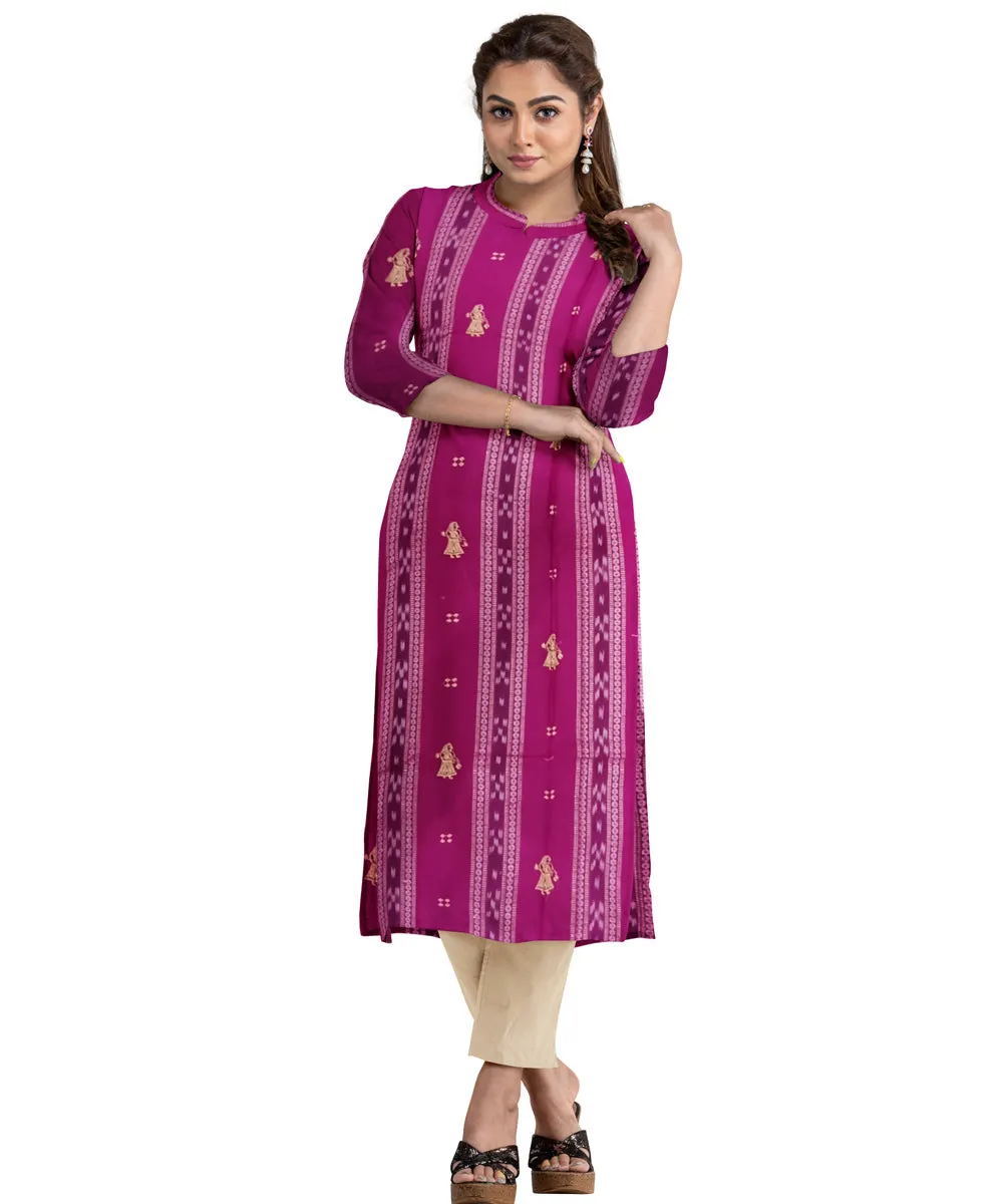 Purple beige handwoven cotton nuapatna dress material