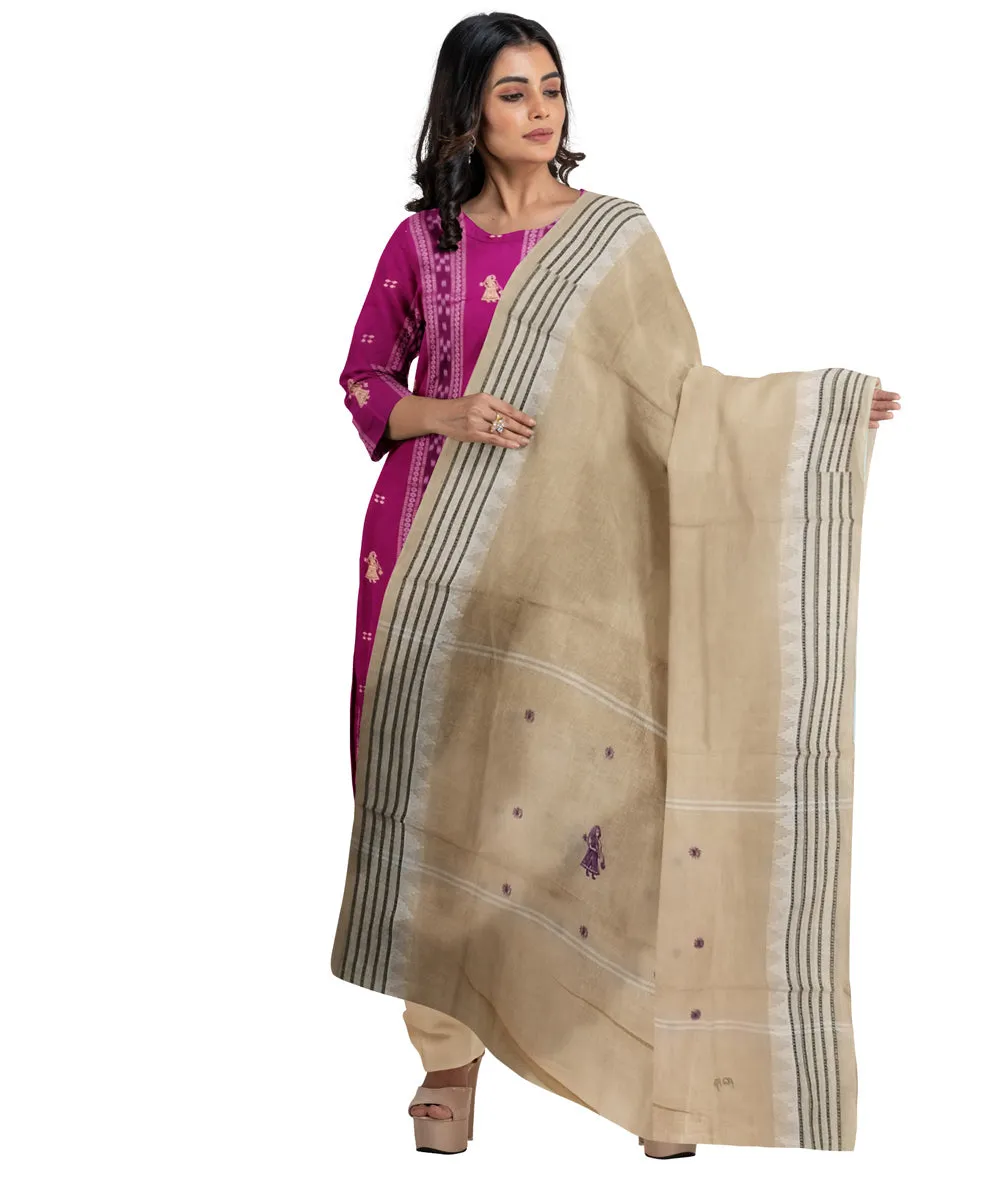 Purple beige handwoven cotton nuapatna dress material