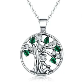 "The Man and the Tree of Life" 925 Sterling Silver Fashion Pendant Necklace