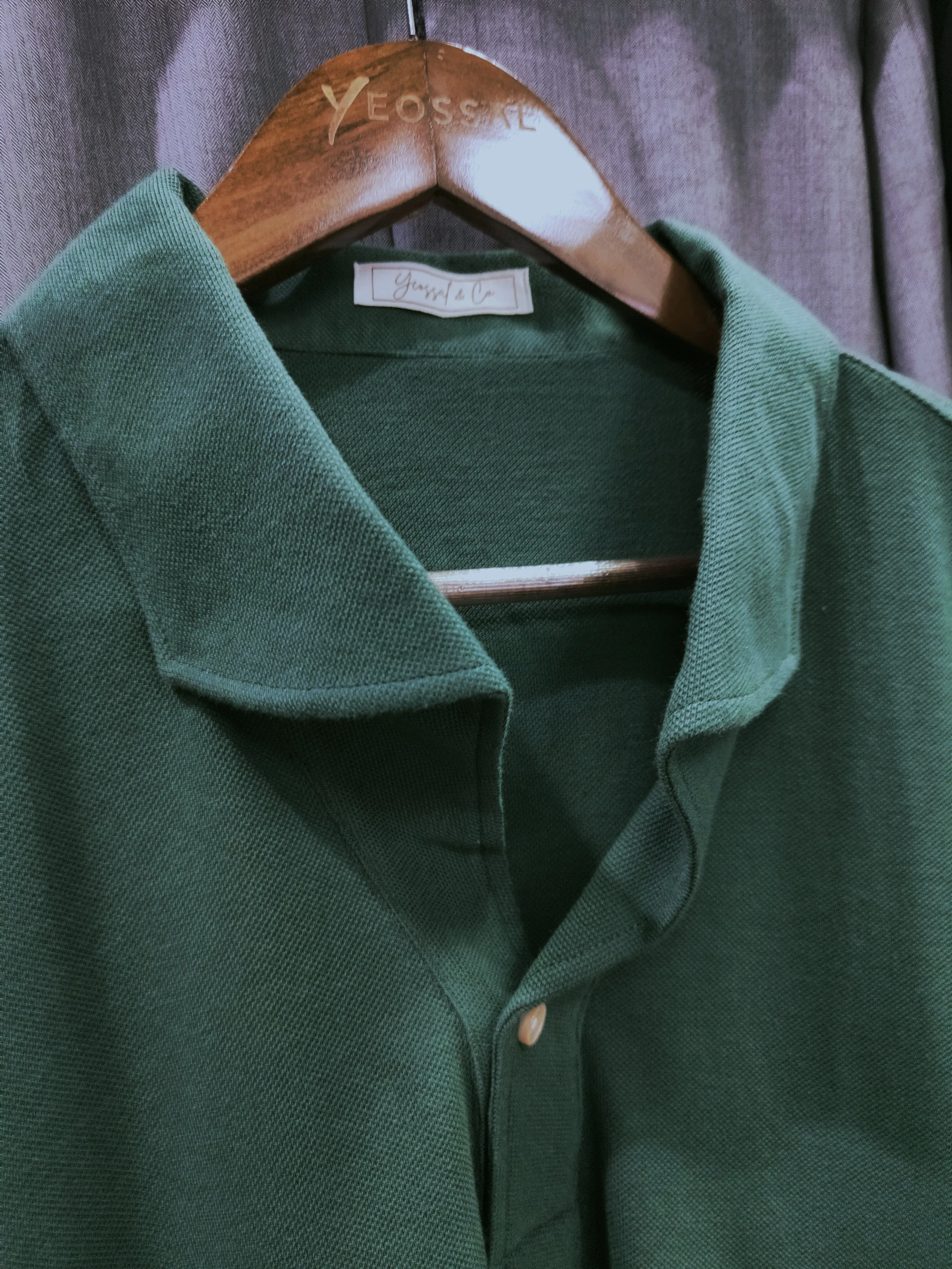 Racing Green Stretch-Cotton Long Sleeves Shirt - SS090