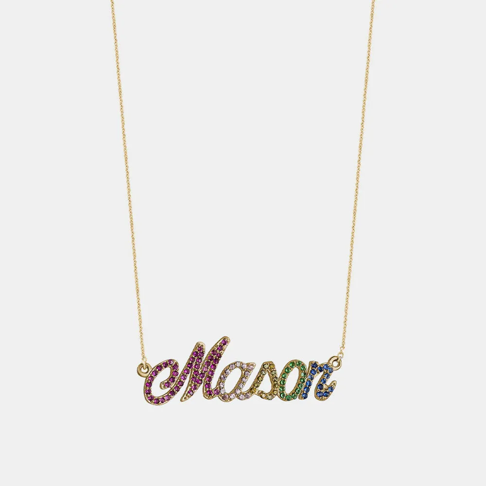 Rainbow Custom Cursive Name Necklace