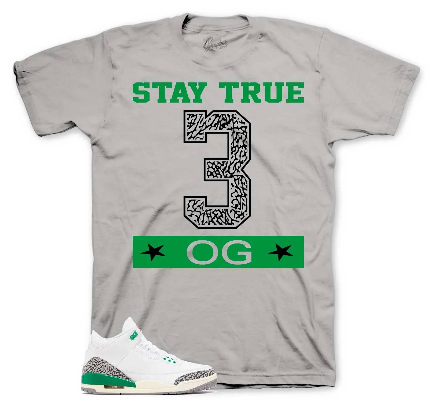 Retro 3 Lucky Green Shirt - Stay True - Grey