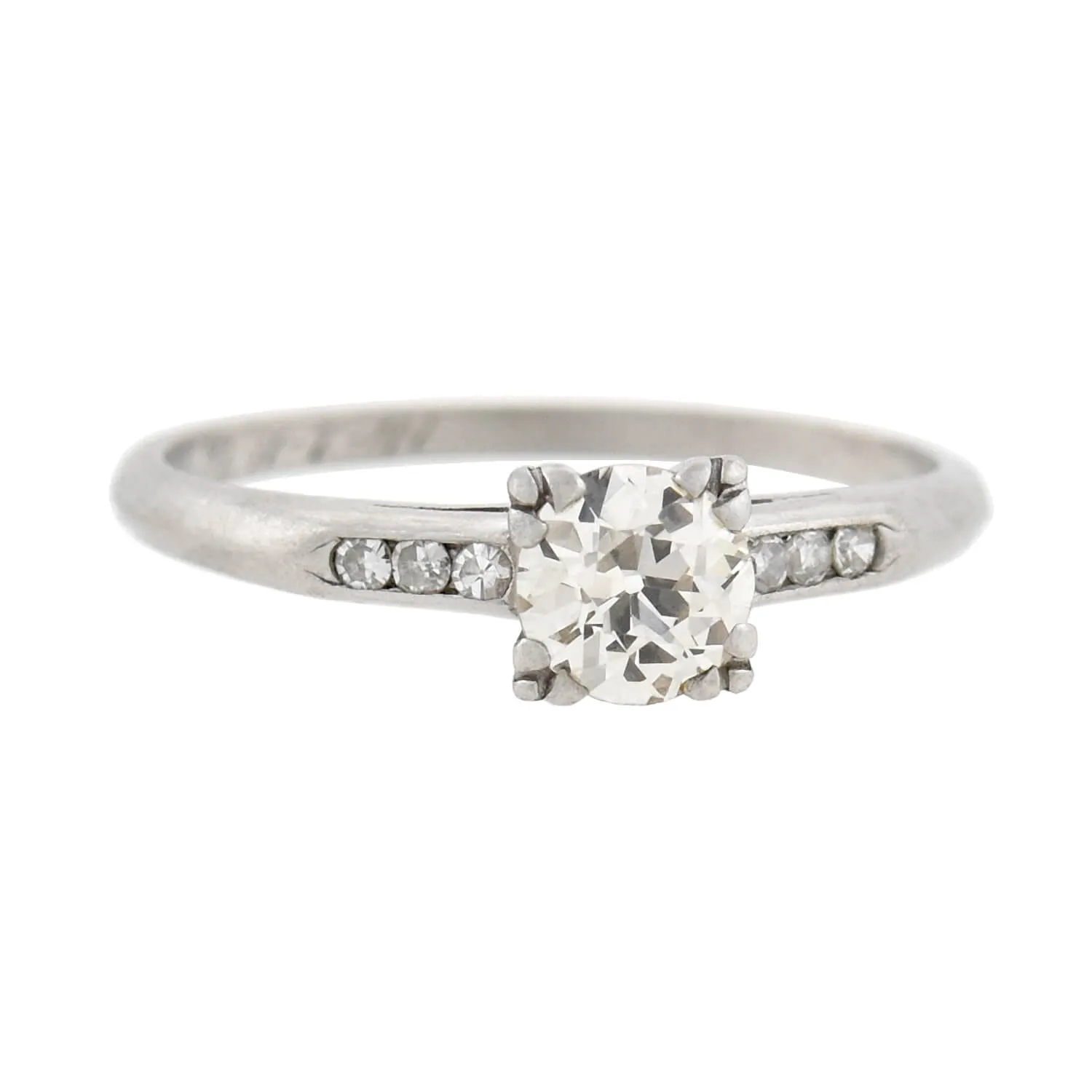 Retro Platinum Old European Diamond Engagement Ring 0.65ct